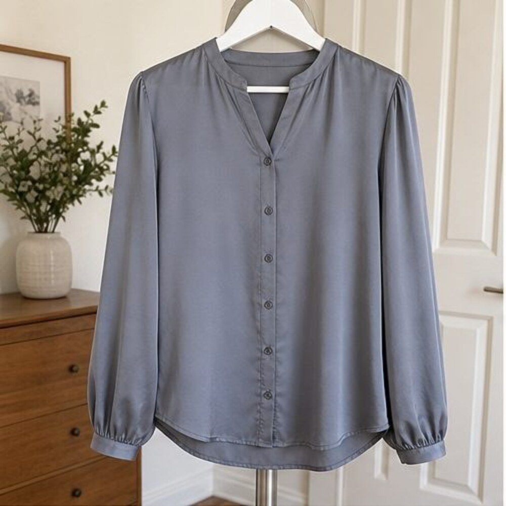 Gray Wrap Blouse
